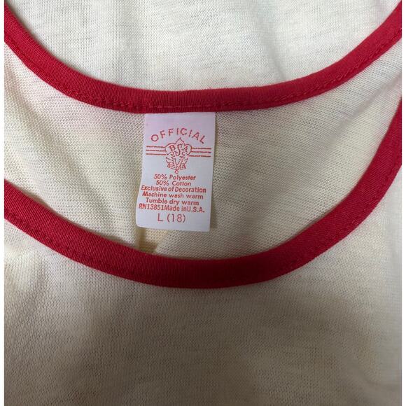 Vintage Boy Scouts Tank Top Ringer Red White Graphic USA Made Large - Picture 7 of 7